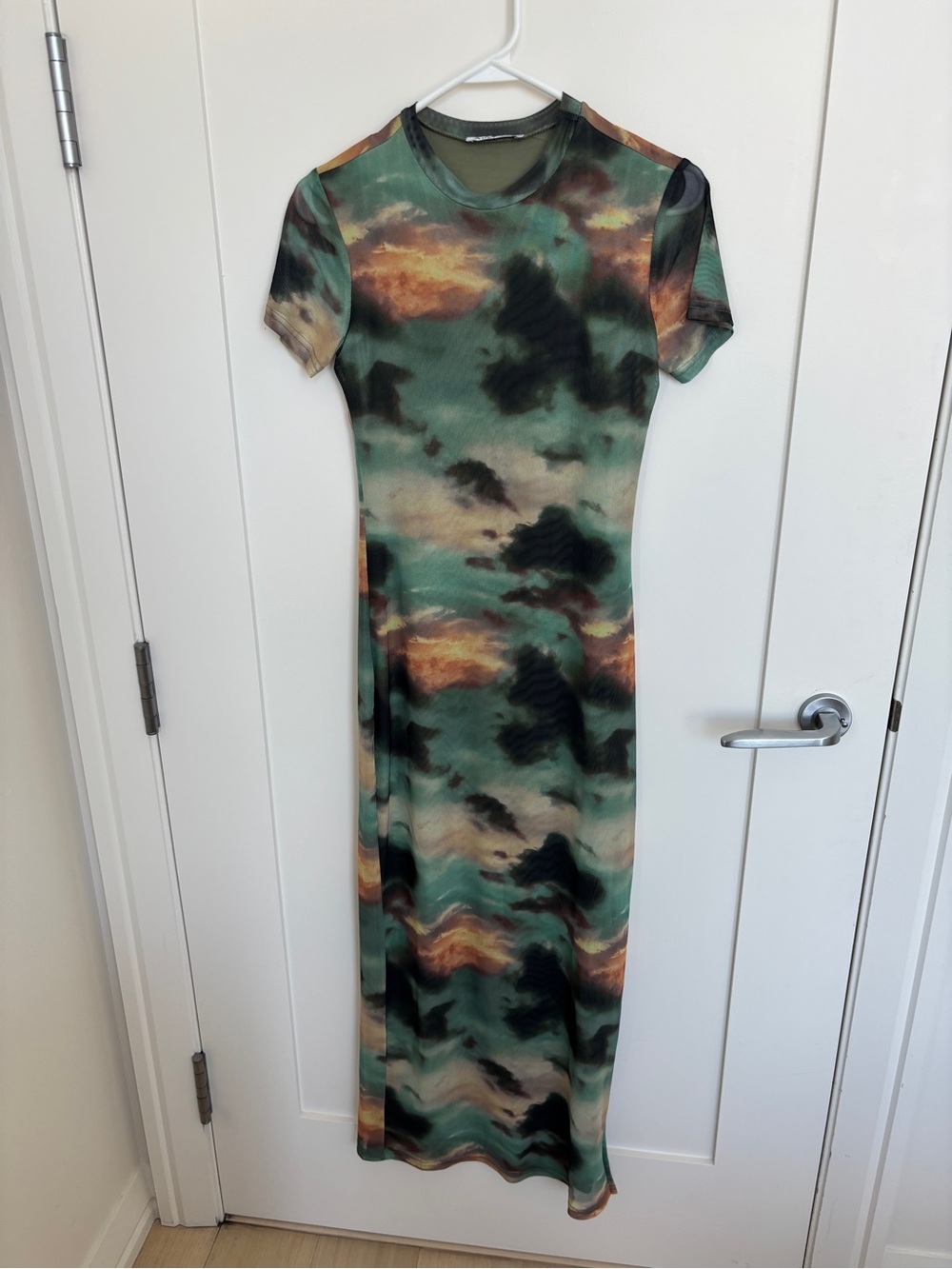 Ally Fashion Green and Brown Cloud-Print Maxi Dress